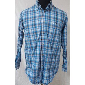 Wrangler 20X Mens Medium Blue Plaid Competition Advanced Comfort Western Shirt